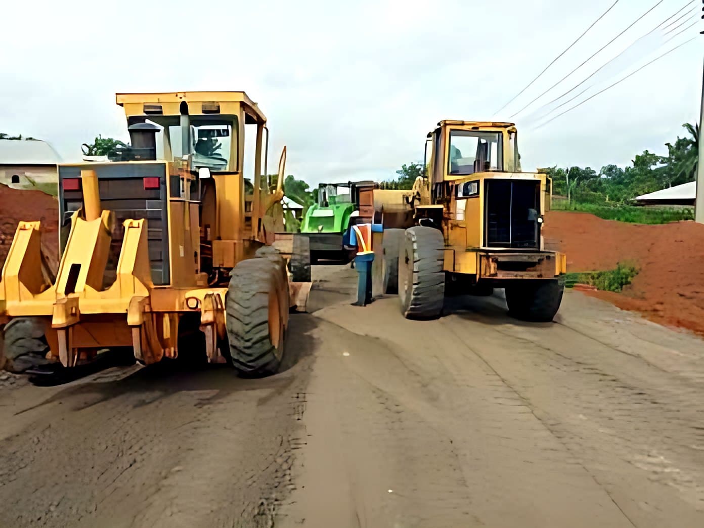 Graders on a road construction site