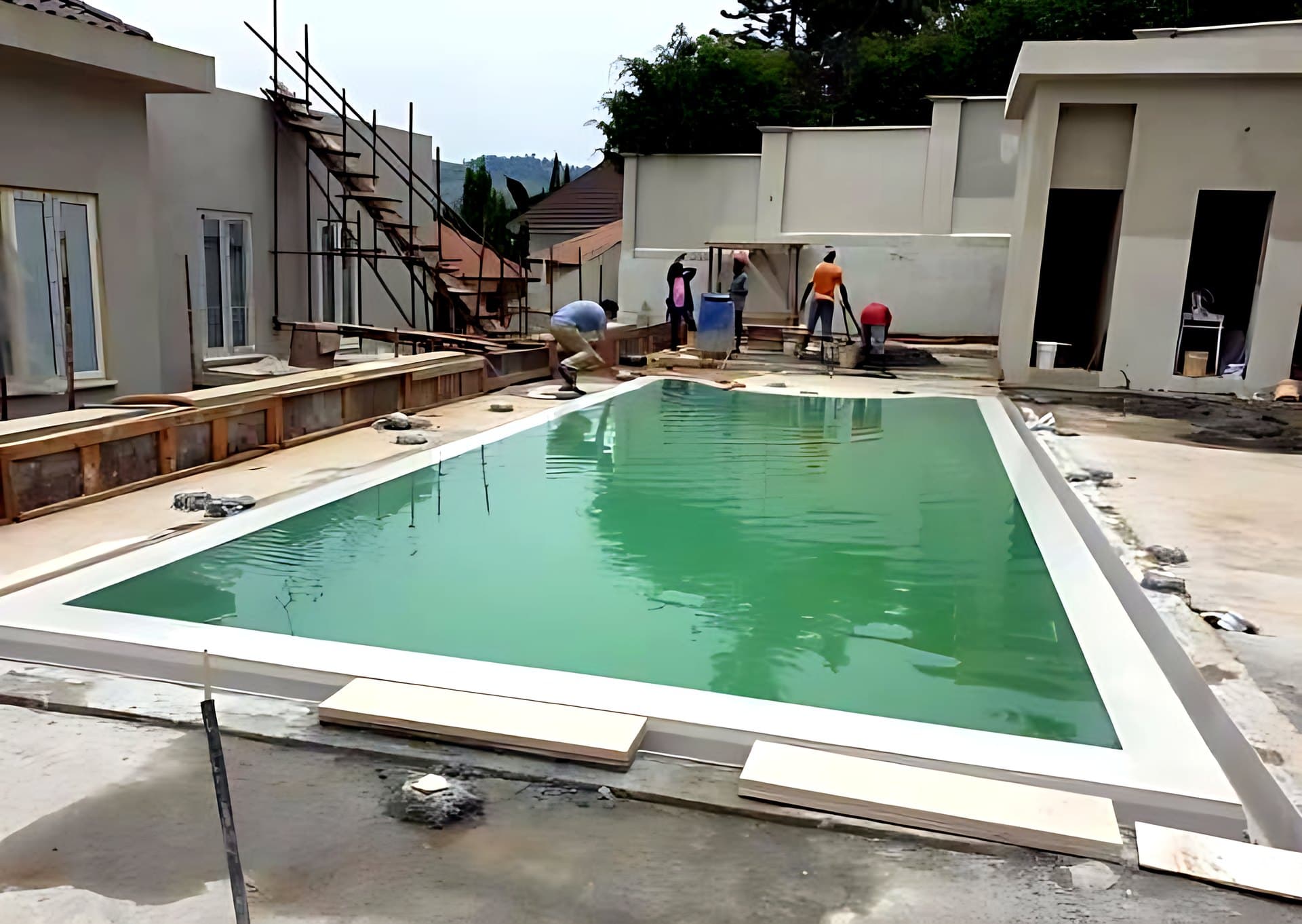Private property with a swimming pool under construction